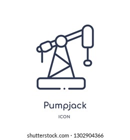 Linear pumpjack icon from Industry outline collection. Thin line pumpjack icon isolated on white background. pumpjack trendy illustration