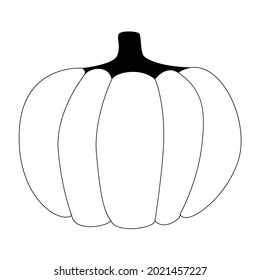 Linear pumpkin for halloween. Coloring. Ripe vegetable. For the harvest festival. Black and white illustration in line style on white background.