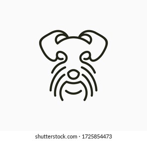 Linear puppy head logo design template. Pet store logotype. Dog creative sign.