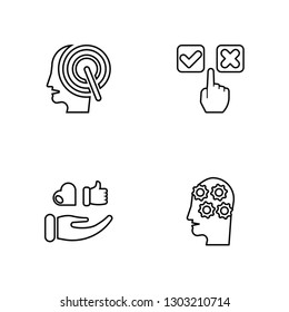 Linear Purpose, Reaction, Choice, Understanding Vector Illustration Of 4 outline Icons. Editable Pack Of Purpose, Reaction, Choice, Understanding