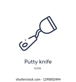 Linear putty knife icon from Construction tools outline collection. Thin line putty knife vector isolated on white background. putty knife trendy illustration