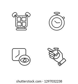 Linear Puzzle, Vision, Chronometer, Stopwatch Vector Illustration Of 4 outline Icons. Editable Pack Of Puzzle, Vision, Chronometer, Stopwatch
