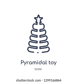 Linear pyramidal toy icon from Kid and baby outline collection. Thin line pyramidal toy icon isolated on white background. pyramidal toy trendy illustration