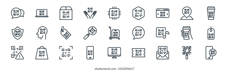 Vector de la línea fina de la lupa, ordenador portátil, caja, ubicación, lupa, etiqueta del Precio, ordenador, iconos de la notificación convenientes para los diseños de la UI de los App y de los Sitios web