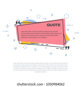 Linear quote banner concept. Retro colors and shapes. Flat style line modern vector illustration. Template for quote message.