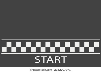 Lineare Rennstrecke mit Startlinie. Auto- oder Karting-Straße Rennhintergrund. Draufsicht.
