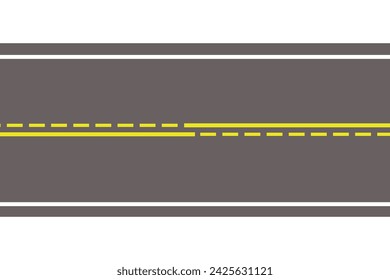 Lineare Rennstrecke mit Startlinie. Auto- oder Kartbahn-Rennhintergrund. Draufsicht.