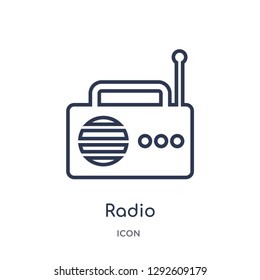 Linear radio icon from Electronic stuff fill outline collection. Thin line radio icon vector isolated on white background. radio trendy illustration