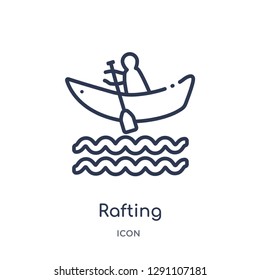 Linear rafting icon from Camping outline collection. Thin line rafting vector isolated on white background. rafting trendy illustration