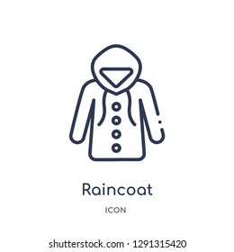 Linear raincoat icon from Autumn outline collection. Thin line raincoat vector isolated on white background. 
