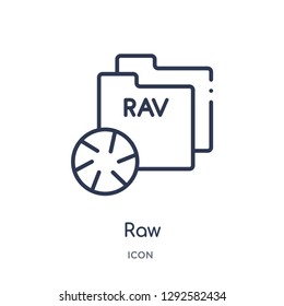 Linear raw icon from File type outline collection. Thin line raw icon vector isolated on white background. raw trendy illustration