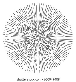 Linear rays of the sun in vintage style. Abstract Sunburst. Design Element. Vector illustration.