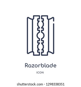 Linear razorblade icon from General outline collection. Thin line razorblade icon isolated on white background. razorblade trendy illustration