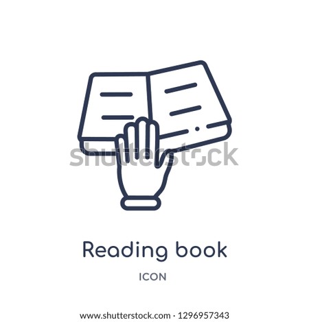 Linear reading book icon from Education outline collection. Thin line reading book icon isolated on white background. reading book trendy illustration
