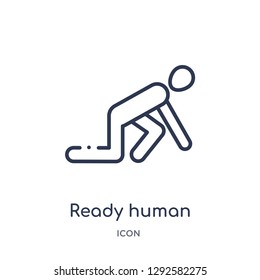 Linear ready human icon from Feelings outline collection. Thin line ready human icon vector isolated on white background. ready human trendy illustration