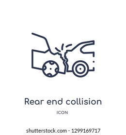 Linear Rear End Collision Icon From Insurance Outline Collection. Thin Line Rear End Collision Icon Isolated On White Background. Rear End Collision Trendy Illustration