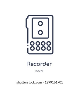 Linear recorder icon from Law and justice outline collection. Thin line recorder icon isolated on white background. recorder trendy illustration