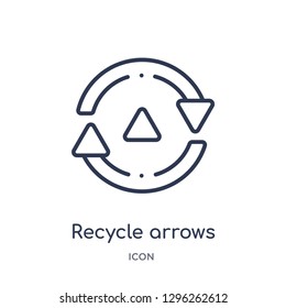 Linear recycle arrows icon from Ecology outline collection. Thin line recycle arrows icon vector isolated on white background. recycle arrows trendy illustration