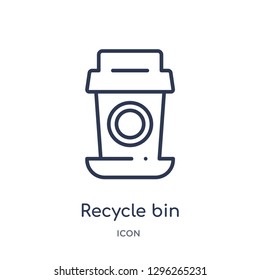 Linear recycle bin icon from Ecology outline collection. Thin line recycle bin icon vector isolated on white background. recycle bin trendy illustration