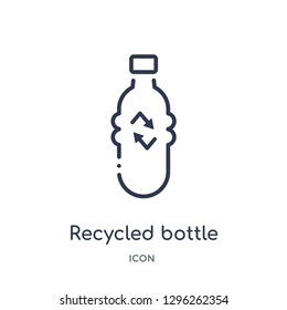 Linear recycled bottle icon from Ecology outline collection. Thin line recycled bottle icon vector isolated on white background. recycled bottle trendy illustration