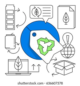 Linear Recycling Icon Set