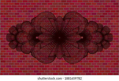 Lineares, rotes Ziegelmaueremblem. Tiles exquisiter Hintergrund. Vektorgrafik. 