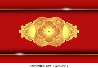 Linear Red and Gold badge. Traditional exquisite background. Illustration. 