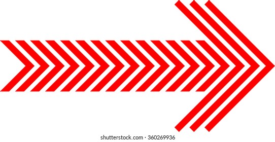 Linear Red striped arrow for your Design . Vector 