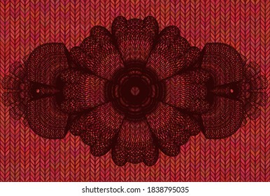 Linear-Rot-Wolle-Abzeichen. Tuch, gut aussehender Hintergrund. Künstlerische Illustration. 