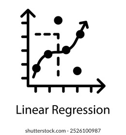 Ícone de regressão linear em estilo sólido