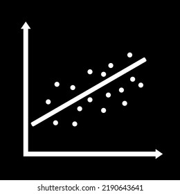 Linear Regression Vector graphic of statistics regression model. White Color and black background