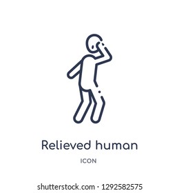 Linear relieved human icon from Feelings outline collection. Thin line relieved human icon vector isolated on white background. relieved human trendy illustration