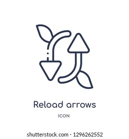 Linear reload arrows icon from Ecology outline collection. Thin line reload arrows icon vector isolated on white background. reload arrows trendy illustration