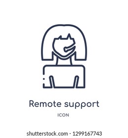 Linear remote support icon from Internet security and networking outline collection. Thin line remote support icon isolated on white background. remote support trendy illustration