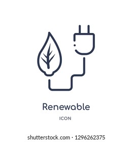 Linear renewable icon from Ecology outline collection. Thin line renewable icon vector isolated on white background. renewable trendy illustration