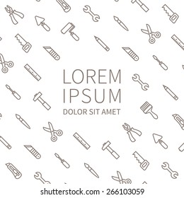 Linear renovation tools vector illustration with text