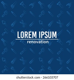 Linear renovation tools vector illustration with text