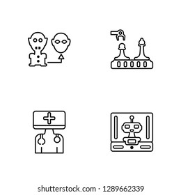 Linear Replacement, Robot, Chess, Robot Vector Illustration Of 4 outline Icons. Editable Pack Of Replacement, Robot, Chess, Robot