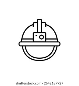 Linear Representation Of A Construction Helmet With Spotlight Vector