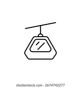 Linear Representation Of A Gondola Cable Car System For Mountain Transport