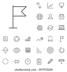 Linear research icons set. Universal research icon to use in web and mobile UI, research basic UI elements set