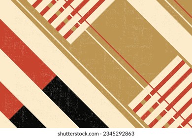 А straktes, lineares Retro-Zeichnen, mehrfarbige Streifen, Altpapier. Das Konzept von Retro-Hintergrund, Packpapier, Druck auf Stoff.