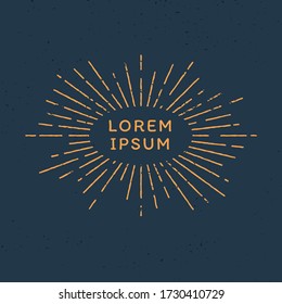 Linear retro sunburst frame. Circular vintage vector label.
