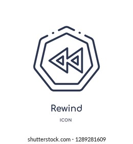 Linear rewind icon from Arrows outline collection. Thin line rewind vector isolated on white background. rewind trendy illustration