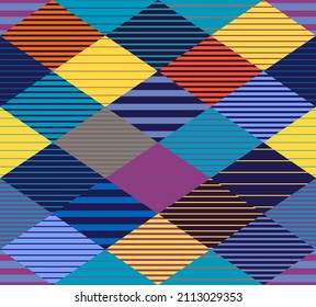 Linear rhombuses seamless pattern vector, graphic lines endless rhomb background wallpaper image.