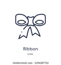 Linear ribbon icon from Customer service outline collection. Thin line ribbon icon vector isolated on white background. ribbon trendy illustration