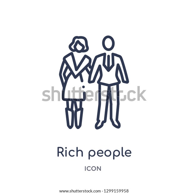 Linear rich people icon from Luxury outline\
collection. Thin line rich people icon isolated on white\
background. rich people trendy\
illustration