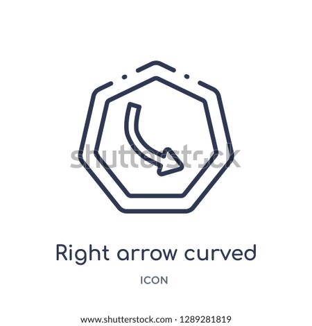 Linear right arrow curved icon from Arrows outline collection. Thin line right arrow curved vector isolated on white background. right arrow curved trendy illustration