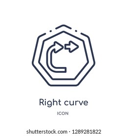 Linear right curve icon from Arrows outline collection. Thin line right curve vector isolated on white background. right curve trendy illustration