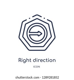 Linear right direction icon from Arrows outline collection. Thin line right direction vector isolated on white background. right direction trendy illustration